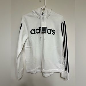 Adidas - Medium White/Black Hoodie, Striped Sleeves